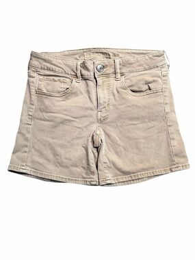 American Eagle Outfitters Midi Beige Denim Jean Shorts Super Stretch Size 6